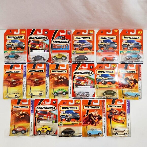 Matchbox Volkswagen Diecast Car Lot of 17 New Beetle Concept 1 Convertible 4x4 - Picture 1 of 16